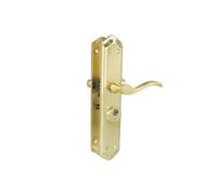 Amig - Poignée de porte Gauche Mod. ALFA avec Béquille Mod. 46 - Acier Laitonné - 255 x 48 mm - Carré de 8 mm - Incl. 2 clés - Pour portes de 35 à 45 mm - Doré