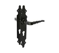 Amig - Poignée De Porte | Plaque Lisse | 280 x 45 mm | Trou De Serrure À 72 mm | Idéal Pour Augmenter L'Intimité Dans Une Pièce | Plaque En Acier Et Poignée En Zamak Noir