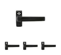 Amig - Poignée de verrouillage pour portes et fenêtres Mod. GAMMA | 122 x 70 mm | Rosette | Droite | Portes d'intérieur et fenêtres | Sans carré | Aluminium noir (Lot de 4)