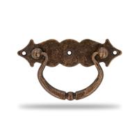Amig - Poignée Horizontale - Modèle 1003 - En Acier - Quincaillerie Rustique - 100 x 31 mm - Avec Anneau et Plaque Lisse - Finition : Cuir