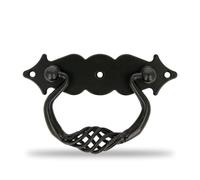 Amig - Poignée Horizontale - Modèle 1006 - En Acier - Quincaillerie Rustique - 100 x 31 mm - Avec Plaque Lisse - Couleur : Noir