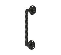 Amig - Poignée pour portes de passage ou d'entrée Modèle 103 | 190 mm | Poignée avec plaque en acier et tirant en Zamak | Finition noire | Inclut une rosace | Style Rustique Forgé à la Main