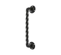 Amig - Poignée pour portes de passage ou d'entrée Modèle 103 | 240 mm | Poignée avec plaque en acier et tirant en Zamak | Finition noire | Inclut une rosace | Style Rustique Forgé à la Main
