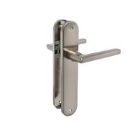 Amig - Poignée sur plaque Mod. MAI PB - Pour portes intérieures - Carré de 8 mm - Plaque 240×45 mm - Aluminium - Finition nickel brossé