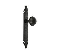 Amig - Pommeau | Plateau Tournant Et Martelé | 280 x 45 x 2 mm | Pommeau Ø 55 mm | Idéal Pour Tous Types De Portes De Passage Intérieures | Plaque En Acier Et Bouton En Zamak Noir