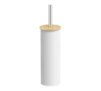 Amig - Porte-Brosse WC Naturline - Ø95 x 380 mm - Acier et Bambou - Couleur Blanche - Brosse de Toilette Résistante et Élégante - Design Naturel Qui s’Adapte à Tous Les Styles de Salle de Bain