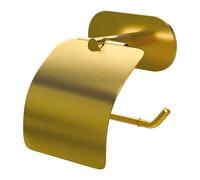 Amig - Porte-Papier Toilette adhésif avec Couvercle Mod. EA-4 | Support de Rouleau WC sans vis | 140 x 125 mm | Acier Inoxydable | Or Mat