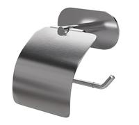 Amig - Porte-Papier Toilette adhésif avec Couvercle Mod. EA-4 | Support de Rouleau WC sans vis | 140 x 125 mm | Acier Inoxydable | Argent Mat