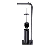 Amig - Porte-Rouleau avec Porte-Brosse WC Formaduo - 210 x 160 x 725 mm - Acier et Polypropylène - Couleur Noire - Set Salle de Bain 2 en 1 Élégant et Fonctionnel - Gain de Place et Organisation