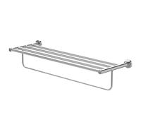 Amig - Porte-Serviettes avec étagère Mod. Gorliz-1 | Support Mural pour Serviettes avec vis incluses | 655 x 132 x 205 mm | Acier Inoxydable et Zamak | Argenté | Finition chromée Brillante