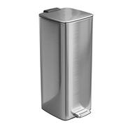 Amig - Poubelle à pédale 30 litres Mod. Artvin - Finition chromée - Ouverture hygiénique sans contact - 27 x 36 x 65 cm - Acier inoxydable chromé - Poubelle de cuisine avec couvercle hermétique