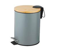 AMIG - Poubelle à pédale NATURLINE - Ø168 x 230 mm - Acier / Bambou - Gris