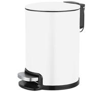 Amig - Poubelle de salle de bain à pédale 3 litres Mod. Tacto - Couleur blanche - Ouverture hygiénique sans contact - Ø16,8 x 25,5 cm - Acier inoxydable laqué