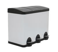 Amig - Poubelle Triple avec Pédales 45 litres - 3 Compartiments Amovibles de 15 litres - Poubelle de Recyclage pour la Cuisine - Acier - 60 x 37 x 49 cm - Blanc