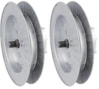 Amig - Poulie à disque métallique en acier zingué pour axes de volets roulants, pour rubans de 22 mm, tubes de 57 mm et axe frisé de Ø61 mm, diamètre Ø180 mm, argenté (Lot de 2)