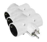 Amig - Prise d'alimentation Type Schuko 3 Voies Mod.3208 avec Prise de Terre pour connecter des appareils électriques | Adaptateur Mural Triple Horizontal | Tension Max 250 V | Ampérage Max : 10/16 A