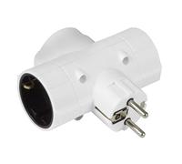 Amig - Prise d'alimentation Type Schuko 3 Voies Mod.3208 avec Prise de Terre pour connecter des appareils électriques | Adaptateur Mural Triple Horizontal | Tension Max 250 V | Ampérage Max : 10/16 A