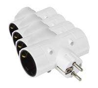 Amig - Prise d'alimentation Type Schuko 3 Voies Mod.3208 avec Prise de Terre pour connecter des appareils électriques | Adaptateur Mural Triple Horizontal | Tension Max 250 V | Ampérage Max : 10/16 A