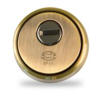 Amig - Protège-cylindre de sécurité Mod. 30 - Laiton - Aspect cuir - Anneau extérieur massif - Ø65 mm - Avec plaque anti-perçage - Avec vis et support - Pour cylindre Europrofil EN1303