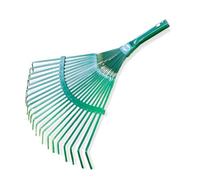 Amig - Râteau de Jardin - 22 Dents Plates - Acier métal résistant - Lattes Fixes pour Feuilles et Gazon - 400 mm - Vert - Manche Non Inclus