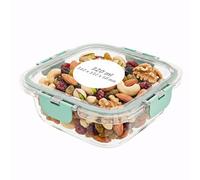 Amig - Récipient carré hermétique pour aliments - Capacité : 320 ml - 112 x 112 x 50 mm - Contenant en verre pour micro-ondes, four, congélateur et lave-vaisselle - Couleur verte