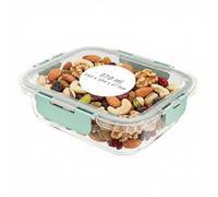 Amig - Récipient rectangulaire hermétique pour aliments - Capacité : 370 ml - 145 x 104 x 47 mm - Contenant en verre pour micro-ondes, four, congélateur et lave-vaisselle - Couleur verte