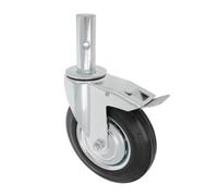 Amig - Roue Échafaudage Mâle - Avec Frein - Ø200 mm - Charge maximale : 200 kg - Noyau Métallique et Bande de Caoutchouc - Roulements à Rouleaux - Spécialement Conçu pour une Utilisation Industrielle