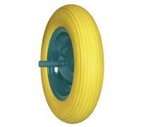 Amig - Roue Increvable en Polyuréthane Jaune Mod. 2610 pour Chariots à Main ou Chariots de Stockage ou de Chantier - Diamètre Ø360 x 80 x 200 mm · Jante Verte sans Vis