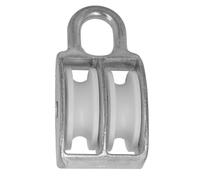 Amig - Rouleau Double Fixe Mod. 651 | Avec Roue en Plastique Blanc | Pour Intérieur et Extérieur | Dimensions 8 x 30 mm | Acier | Surface Zinguée | Non Adapté pour les Travaux de Levage