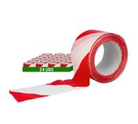 AMIG - Ruban de Balisage - Pack de 24 Rouleaux - Non Adhésif - Polyéthylène Basse Densité (LDPE) - 70 mm x 24 x 200 m - Ruban Jaune et Noir