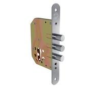 Amig - Serrure à encastrer avec boulons pour portes en bois | 50 mm | Sans cylindre et bouclier de sécurité | Mod. 1103 | Acier | Chrome mat | Avec vis