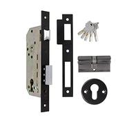 Amig - Serrure à encastrer Mod.340 avec Cylindre de sécurité et goupille + 5 clés | pour Portes en Bois d'entrée | Poignée de 8 mm | Acier Finition Noire