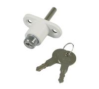 Amig - Serrure de sécurité pour fenêtres coulissantes Mod.45 | Fermeture à glissière avec 2 clés + tirefonds pour l'installation | En acier finition blanche | Dimensions : 53 x 23 mm