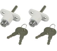 Amig - Serrure de sécurité pour fenêtres coulissantes Mod.45 | Fermeture à glissière avec 2 clés + tirefonds pour l'installation | En acier finition blanche | Dimensions : 53 x 23 mm (Lot de 2)