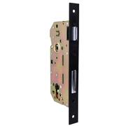 Amig - Serrure Encastrée pour Portes en Bois | Avec Gâche de Fermeture | Face et Support à Angle Carré | Entrée de 50 mm | Pêne réversible | Acier | Noir Mat | 240 mm