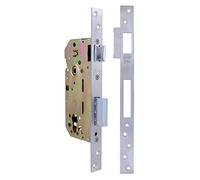 Amig - Serrure Encastrée pour Portes en Bois | Avec Gâche de Fermeture | Face et Support à Angle Carré | Entrée de 50 mm | Pêne réversible | Acier | Argent Mat | 270 mm