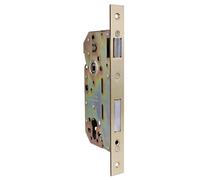 Amig - Serrure Encastrée pour Portes en Bois | Avec Gâche de Fermeture | Face et Support à Angle Carré | Entrée de 50 mm | Pêne réversible | Acier | Doré | 240 mm