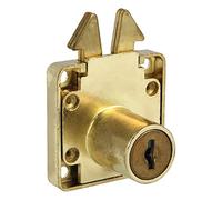 Amig - Serrure pour portes coulissantes de meubles et d'armoires Mod.2A + 2 clés Mod.371 | Pour mobilier de maison ou de bureau | En acier laitonné | Sûr et facile à installer