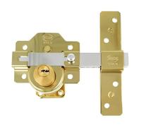 Amig - Serrure | Verrouillage de superposition | 105 x 170 mm | Or | Cylindre de sécurité 50 mm à 6 broches | Loquet d'ouverture | Système antibumping et protection contre les pics