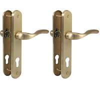 Amig - Set de Poignées sur Plaque d'Acier pour Porte | Mod. LENA | 238 x 40 mm | 85 mm | Laiton mat | Ensemble de poignée | Design Élegant et Simple | Pour porte (Lot de 2)