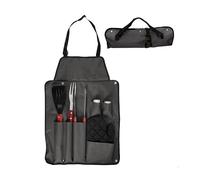 Amig - Tablier de Barbecue avec 7 Accessoires - Acier Inoxydable - Ensemble d'ustensiles BBQ - avec Poches - Accessoires Pratiques et présentation soignée pour Cadeau - Mod. AM17