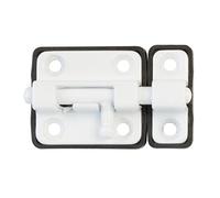 Amig - Verrou à pêne pour portes Mod.383 | 38 x 34 mm | Loquet de sécurité avec base en plastique | Pour fermeture horizontale | En acier finition blanche | Inclut des vis à bois