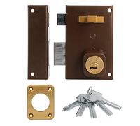 Amig - Verrou à Superposition Modèle 75 | Sécurité renforcée pour portes en bois | Installation facile | Inclus Clés 5 points et Vis, Marron, 75-70, Acier