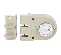 Amig - Verrou de Gauche avec levier de fermeture, languette et poignée pour portes en bois Mod. 1396 | 60 mm | Loquet avec cylindre intérieur et extérieur | Acier Beige