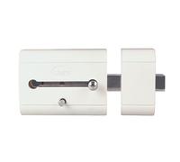 Amig - Verrou de suralimentation haute sécurité pour portes en bois | 98 x 77 mm | Avec cylindre rond de sécurité et verrou | Protection pour votre maison | Acier blanc