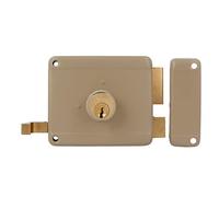 Amig - Verrou de Surpose Droite avec levier de fermeture, languette et poignée pour porte en bois Mod. 78 | 100 x 85 mm | Loquet avec cylindre rond en serreta | Acier Beige
