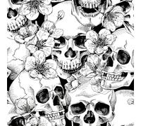 AMIGO Papier Peint Noir et Blanc Sugar Skull Style Gothique - Vinyle Adhésif Pelable avec Motif Floral, pour Chambre à Coucher et murs d'Accentuation 44cm x 5m