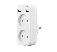 Amigocee 1 Pcs Mur Adaptateur de Prise USB Double Prise pour Charge de Téléphone Double Port USB 5V 2A USB Electrique OutletEU Plug