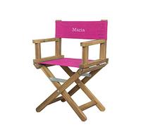 Amikado Fauteuil de metteur en scène bébé personnalisé (de 1 à 5 Ans) - châssis Bois Naturel (Fuschia)