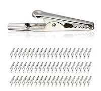 Amindz 60 Pièces Clip Crocodile Isolé Métallique,Crocodile Plaqué Nickel Pince,Pince Crocodile avec Vis,Longueur 50mm,Pinces Crocodiles pour Tests Électriques de Laboratoire et Câble